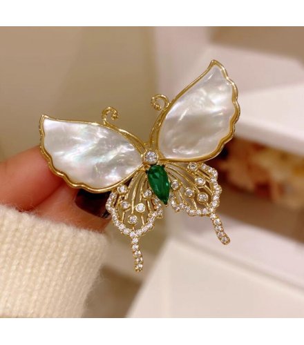 XSB191 - White Opal Butterfly Brooch